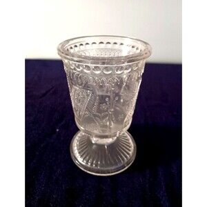 Antique Late 1880's Glass Goblet Adams & Co Horseshoe Anchor Prayer Rug